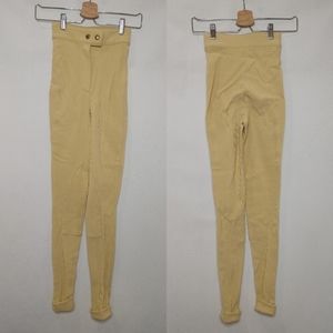 American Apparel The Riding Pant Yellow Ribbed Made in the USA XS High Rise